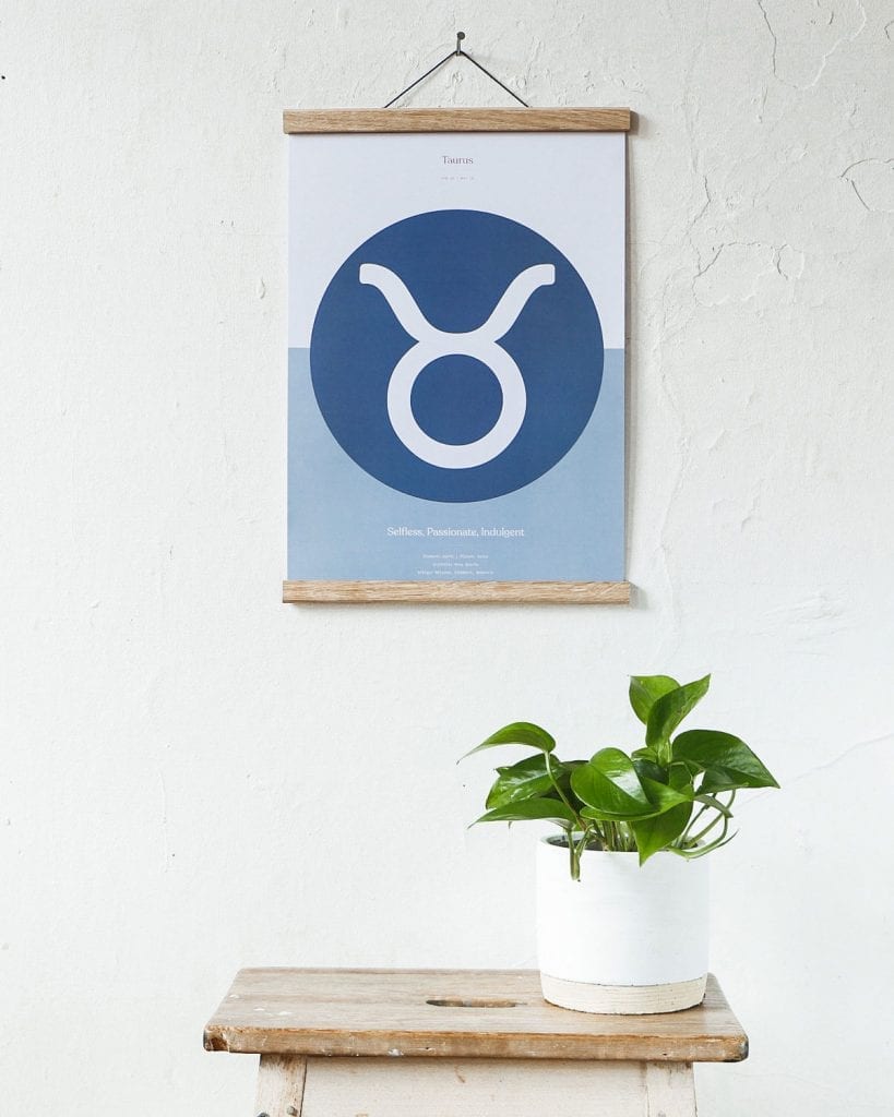 Printable Taurus Minimalist Zodiac Astrological Star Sign Digital Poster Print at Home